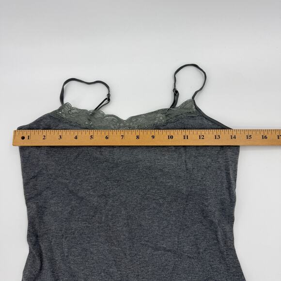 EXPRESS Lace Trim Bra Cami Tank Top Size M Dark Grey Stretch Romantic Preppy Y2K - Picture 5 of 6